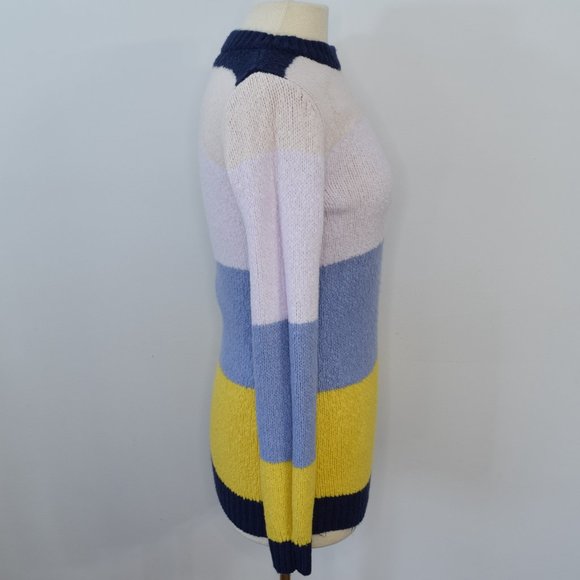 Treasure & Bond Color Block Stripe Oversized Womens Sweaters Pink Blue Yellow XS - Picture 5 of 12